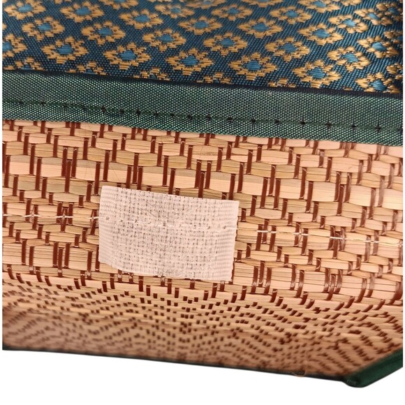 Handmade Woven Reed Tissue Box Holder Blue Green Brown Gold Rectangle Bohemian - Picture 15 of 16